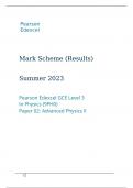 Pearson Edexcel GCE Level 3 In Physics (9PH0) Paper 02 Advanced Physics II marking scheme june 2023