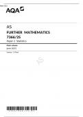 AQA AS FURTHER MATHEMATICS Paper 2S 7366/2S  Mark scheme June 2023Statistics 