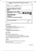 Pearson Edexcel  GCE Psychology Advanced PAPER 3 Psychological Skills June 2023