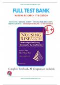 Test Banks For Nursing Research 11th Edition by Denise Polit; Cheryl Becky, Chapter 1-33: ISBN-, A+ guide