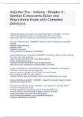 Adjuster Pro - Indiana - Chapter 6 - Section E Insurance Rules and Regulations Exam with Complete Solutions