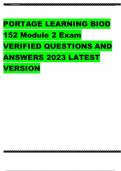 PORTAGE LEARNING BIOD  152 Module 2 Exam VERIFIED QUESTIONS AND  ANSWERS 2023 LATEST  VERSION