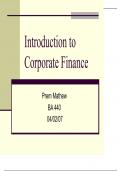Introduction to Corporate Finance Latest Verified Review 2023 Practice Questions and Answers for Exam Preparation, 100% Correct with Explanations, Highly Recommended, Download to Score A+