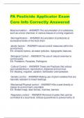 PA Pesticide Applicator Exam  Core Info Correctly Answered