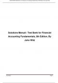 SOLUTIONS MANUAL / Test Bank for Financial Accounting Fundamentals, 8th Edition, By John Wild. ISBN13: 9781260728606 Updated A+