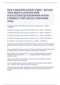 DCF CERTIFICATION TEST - RULES AND REGULATIONS FOR FACILITIES QUESTIOONS WITH CORRECT DETAILED ANSWERS 2023