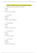 Medical Terminology- Exam 1 practice Questions & Answers