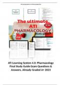 ATI Learning System 4.0: Pharmacology Final Study Guide Exam Questions & Answers, Already Graded A+ 2023