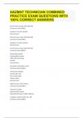 HAZMAT TECHNICIAN COMBINED PRACTICE EXAM QUESTIONS WITH 100% CORRECT ANSWERS.docx 