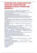 CERTIFIED POOL OPERATOR STUDY  GUIDE 2023 QUESTIONS AND  ANSWERS ALREADY PASSED AND  GRADED A+