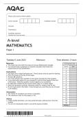 AQA A level MATHEMATICS Paper 1 June 2023 question paper