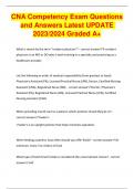 CNA Competency Exam Questions and Answers Latest UPDATE 2023-2024 Graded A+