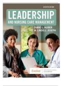 Test Bank For Leadership and Nursing Care Management 7th Edition Lindell Joseph, Diane Huber||ISBN NO:10 0323697119||ISBN NO:13 978-0323697118||Chapter 1-26||Complete Guide A+||Latest Version 2023