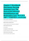 Chapter 9 Workbook [Hartmann Nursing Assistant Care The Basics(4th Edition)] Rehabilitation and Restorative Care 2023/2024  100% VERIFIED ANSWERS