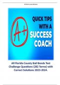 All Florida County Bail Bonds Test Challenge Questions (282 Terms) with Correct Solutions 2023-2024.