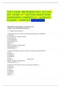 TEST BANK MICROBIOLOGY ACTUAL  SET EXAM 13TH EDITION QUESTIONS  ANSWERED CORRECTLY | ALREADY  PASSED | VERIFIED (TORTORA)