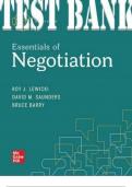 TEST BANK for Essentials of Negotiation, 7th Edition by Roy Lewicki, Bruce Barry and David Saunders ISBN13: 9781260399455. 