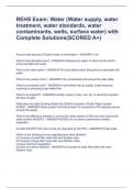 REHS Exam: Water (Water supply, water treatment, water standards, water contaminants, wells, surface water) with Complete Solutions(SCORED A+)