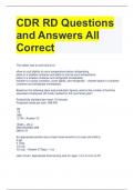 CDR RD Questions and Answers All Correct 