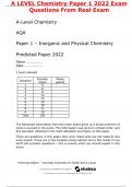 A LEVEL Chemistry Paper 1 2022 Exam Questions From Real Exam 	 