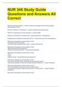 NUR 346 Study Guide Questions and Answers All Correct 