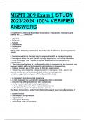 MGMT 309 Exam 1 STUDY  GUIDE 2023/2024 100%  VERIFIED ANSWERS