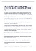 JB LEARNING: EMT FINAL EXAM QUESTIONS AND ANSWERS (GRADED A)