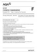 AQA GCSE CHINESE (MANDARIN) PAPER 1 QUESTION PAPER 2023 (8673/LF/T :Foundation Tier Listening Test Transcript)