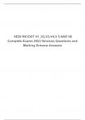 HESI RN EXIT V1 ,V2,V3,V4,V 5 AND V8 Complete Exams 2023 Versions Questions and Marking Scheme Answers 