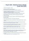  Psych 3402 - Statistics Exam 2 Study Guide 2023-2024 