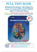 Test Bank for Biological Psychology, 14th Edition, James W. Kalat  9780357798126 Chapter 1-14 | Complete Guide A+