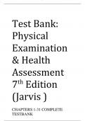 Physical Examination And Health Assessment 7th Edition Jarvis Test Bank Complete