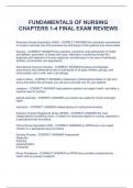 FUNDAMENTALS OF NURSING  CHAPTERS 1-4 FINAL EXAM REVIEWS