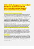  (Top  2024/2025 EXAM REVIEW PAPER ) WGU - C217 - Competency 154.1.7: Early  Adulthood - Human Growth and  Development Across the Lifespan. Questions and answers, rated A+