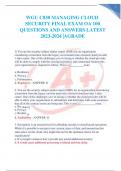 WGU C838 MANAGING CLOUD SECURITY FINAL EXAM OA 100 QUESTIONS AND ANSWERS LATEST 2023-2024 |AGRADE