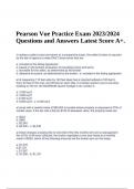 Pearson Vue Practice Exam 2023/2024 Questions and Answers Latest Score A+.