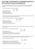 WGU PRE-ASSESSMENT: PATHOPHYSIOLOGY (PCCO) Exam Answered Fall 2023/24.