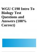 WGU C190 Intro To Biology Test Questions and Answers (100% Correct)