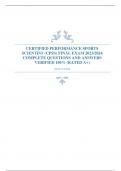 CERTIFIED PERFORMANCE SPORTS SPECIALIST (CPSS) FINAL EXAM 2023/2024 COMPLETE QUESTIONS AND ANSWERS VERIFIED 100% (RATED A+) 