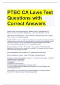 PTBC CA Laws Test Questions with Correct Answers 