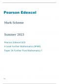 Edexcel A Level Further Mathematics 9FM0/3A Mark Scheme June2023.