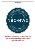 NBC-HWC Exam Prep Study Questions (581 Terms) with complete solutions Updated 2023-2024.