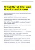 OPSEC NOTES Final Exam Questions and Answers 