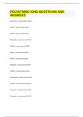 POLYATOMIC IONS QUESTIONS AND ANSWERS