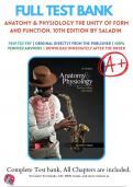 Test Bank for Anatomy and Physiology: The Unity of Form and Function, 10th Edition by Saladin 9781265328627 , All Chapters with Answers and Rationals . 