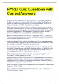 NYREI Quiz Questions with Correct Answers 