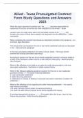 Allied - Texas Promulgated Contract Form Study Questions and Answers 2023