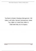 Test Bank for Modern Database Management, 13th Edition, Jeff Hoffer, Ramesh Venkataraman, Heikki Topi, ISBN-10: 0134877004, ISBN-13: 9780134877006. All 14 Chapters Updated A+