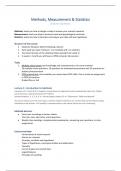 Summary for Methods, Measurement and Statistics