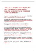 ARKANSAS PERMIT TEST BANK 2023- 2024 ARKANSAS PERMIT EXAM  UPDATE QUESTIONS AND CORRECT  ANSWERS RATED A +